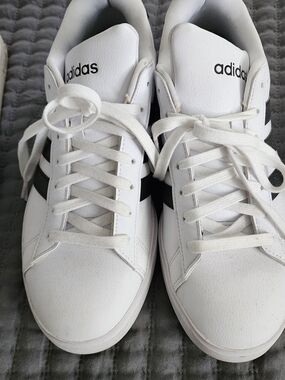 adidas White Sneakers with Black Stripes — Women's Casual Trainers